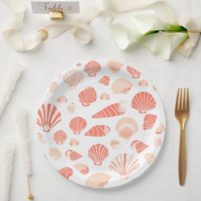 Seashells | Cute Ocean Beach Paper Plates (Wedding)