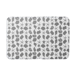 Seashells dark gray bath mat