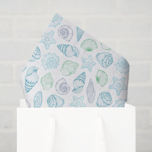 Seashells Decoupage Tissue Paper, Beach Coastal Paper