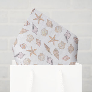 Seashells Decoupage Tissue Paper, Beach Coastal Paper