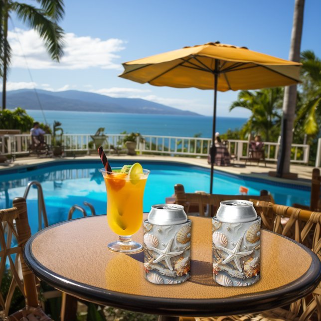 Seashells Driftwood Pearls Seaweed Can Cooler (Creator Uploaded)