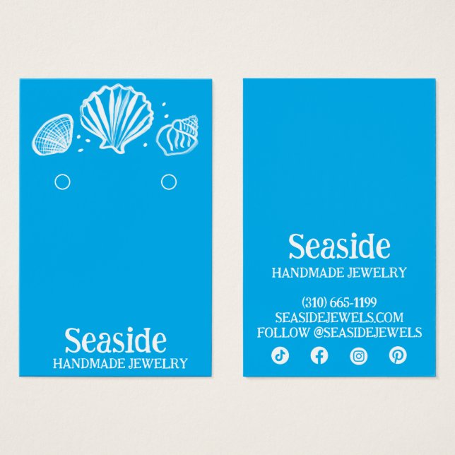 SEASHELLS Earring Necklace Jewelry Display Card (Front & Back)