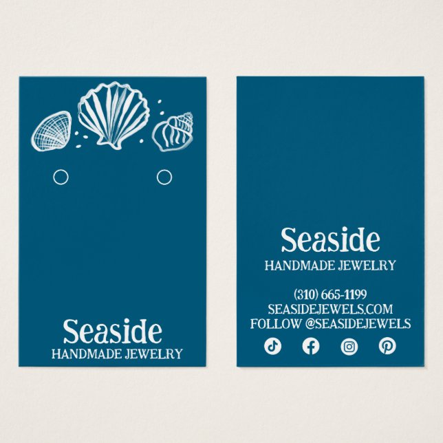 SEASHELLS Earring Necklace Jewelry Display Card (Front & Back)