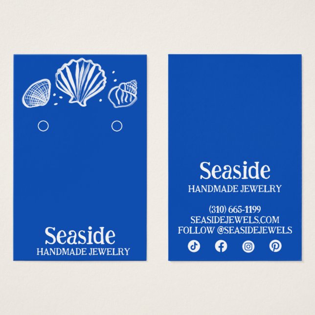 SEASHELLS Earring Necklace Jewelry Display Card (Front & Back)
