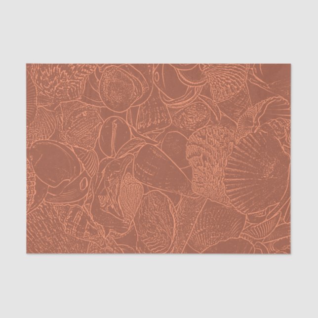 Seashells Earth Tone Terracotta  Ocean Beach Tissue Paper (Front)