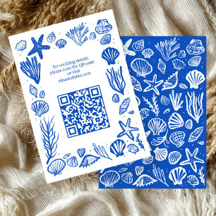 Seashells Frame Beach Wedding CUSTOM QR Code Enclosure Card