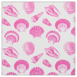 Seashells - Fuchsia pink and white Fabric