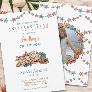 Seashells Girls Beach Birthday Invitation
