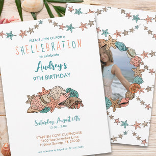 Seashells Girls Beach Birthday Invitation