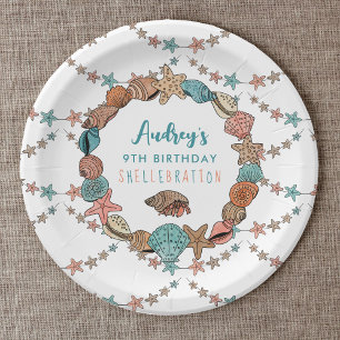 Seashells Girls Birthday Beach Party Paper Plates