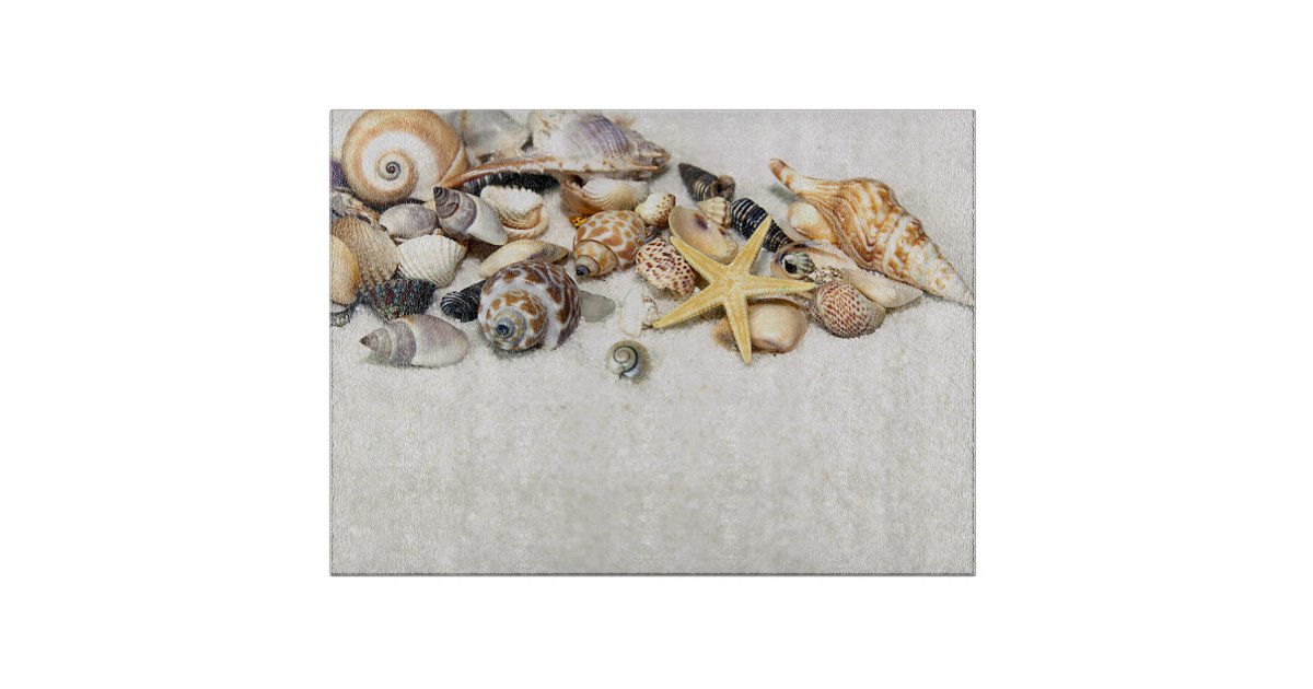 Seashells Glass Cutting Board