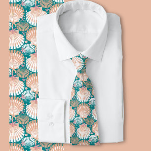 Seashells green neck tie
