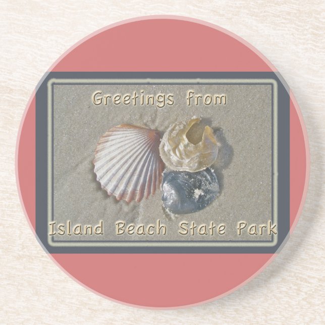 Seashells Greetings From IBSP Seaside Park NJ Drink Coaster (Front)
