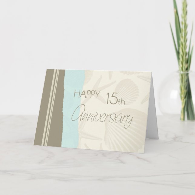 Seashells Happy 15th Wedding Anniversary Card (Front)