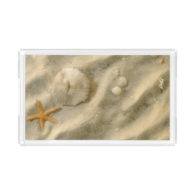 Seashells In Sand Acrylic Tray (Front)