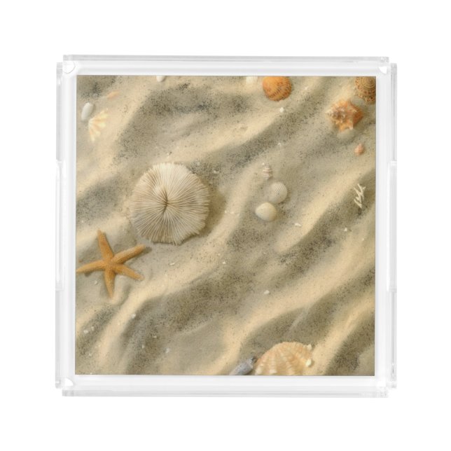 Seashells In Sand Acrylic Tray (Front)