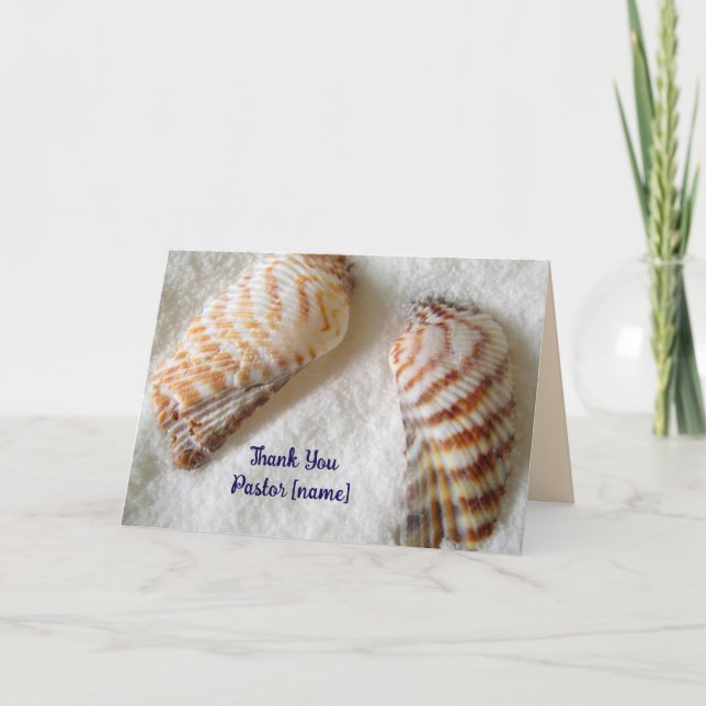 Seashells in Sand Pastor Clergy Thank You Card (Front)
