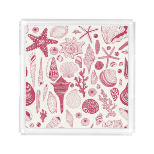 Seashells in Viva Magenta- Color of the Year 2023 Acrylic Tray