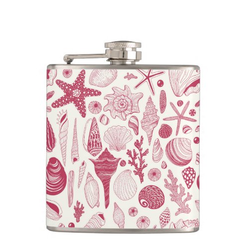 Seashells in Viva Magenta_ Color of the Year 2023 Flask