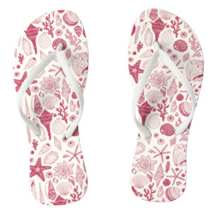 Seashells in Viva Magenta- Color of the Year 2023 Flip Flops