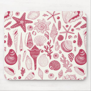 Seashells in Viva Magenta- Color of the Year 2023 Mouse Pad