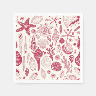 Seashells in Viva Magenta- Color of the Year 2023 Napkins