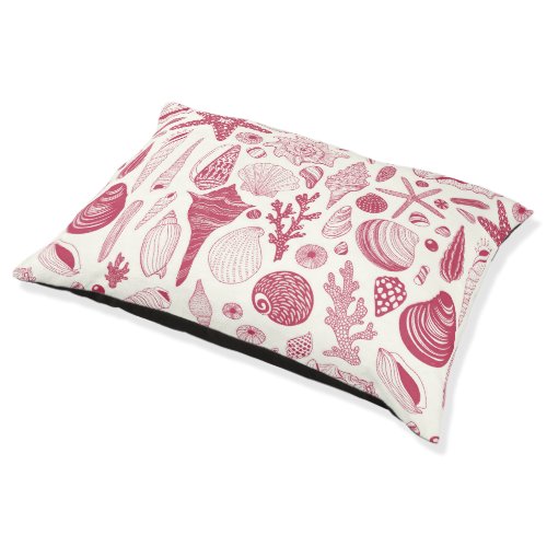Seashells in Viva Magenta_ Color of the Year 2023 Pet Bed