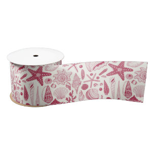 Seashells in Viva Magenta- Color of the Year 2023 Satin Ribbon