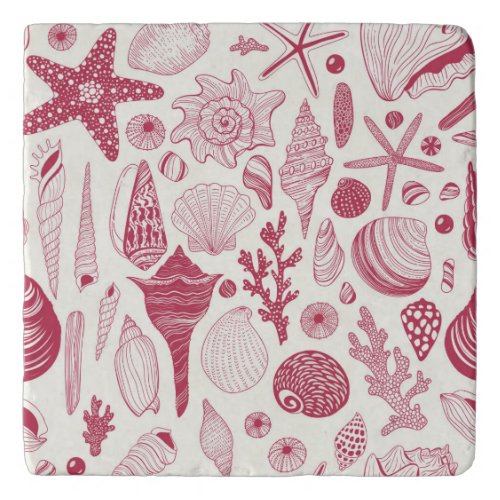 Seashells in Viva Magenta_ Color of the Year 2023 Trivet