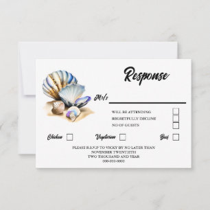 Seashells iridescent beach nautical elegant shells RSVP card