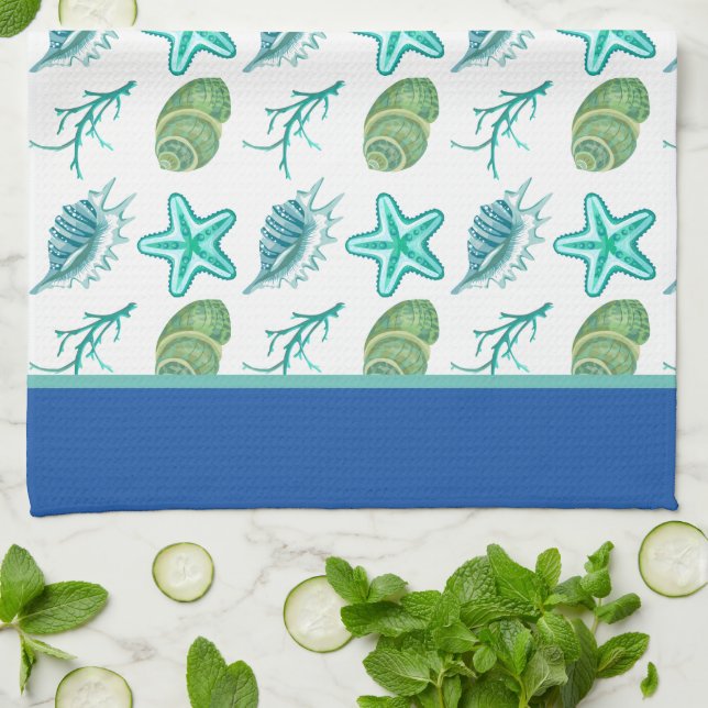 Seashells Kitchen Dish Towel (Folded)