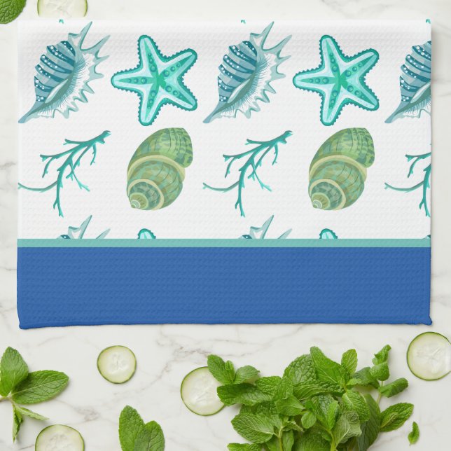 Seashells Kitchen Dish Towel (Folded)