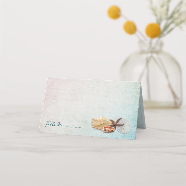 Seashells Living Seas Wedding Escort Place Cards (Front)