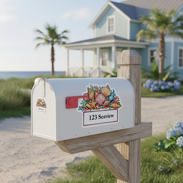 Seashells mailbox address sticker (Creator Uploaded)