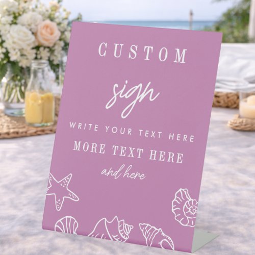 Seashells Mauve Purple Bridal Shower Custom Sign