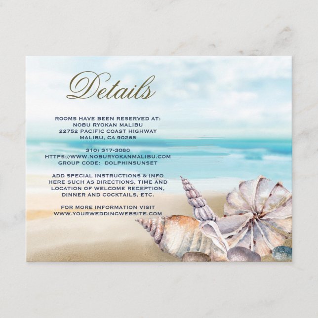 Seashells Message in a Bottle |  Guest Details Enclosure Card (Front)