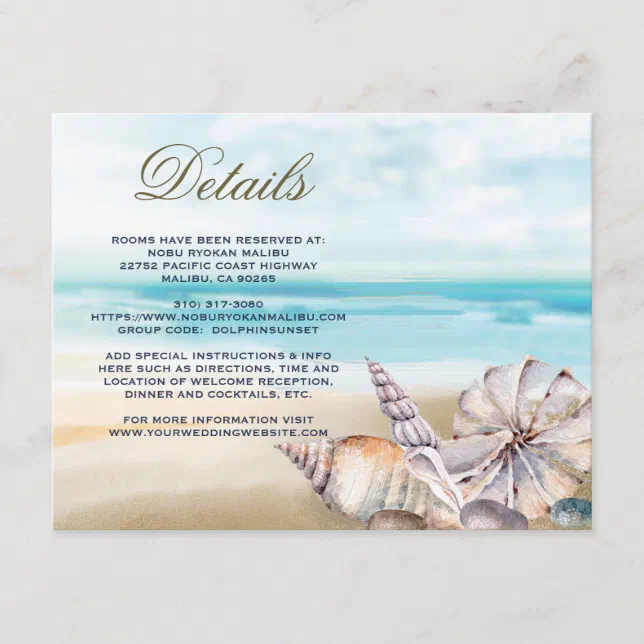 Seashells Message in a Bottle | Guest Details Enclosure Card | Zazzle
