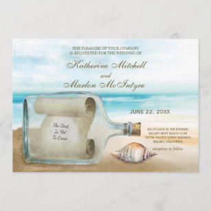 "Message in a Bottle" Design Birthday Invitation Cards Invite 