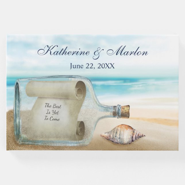 Seashells Message in a Bottle | Wedding Guest Book (Front)