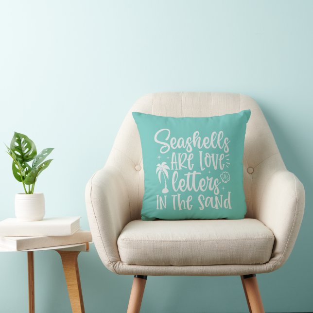 Seashells Mint Green Throw Pillow (Chair)