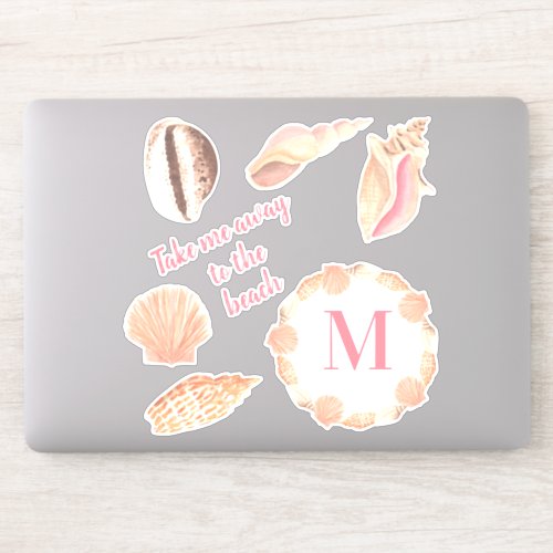 Seashells Monogram Take Me Away Beach Sticker