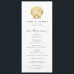 Seashells Nautical Beach Wedding Gold Modern Program<br><div class="desc">Elegant modern gold seashell theme wedding program in a long skinny size with a photo picture of a turquoise blue ocean beach background that can be replaced with your own engagement or beach vacation photo to personalize the fun tropical program design. Sophisticated and minimalist for a chic coastal wedding.</div>