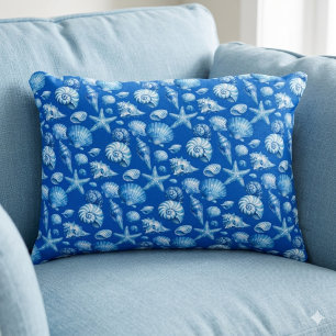 Seashells. Nautical. Blue cobalt. Accent Pillow