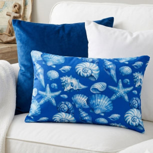Seashells. Nautical. Blue Cobalt. Accent Pillow