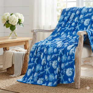 Seashells. Nautical. Blue cobalt. Fleece Blanket