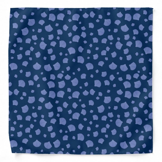Seashells Navy Blue Beach Conch Collector Summer Bandana (Front)