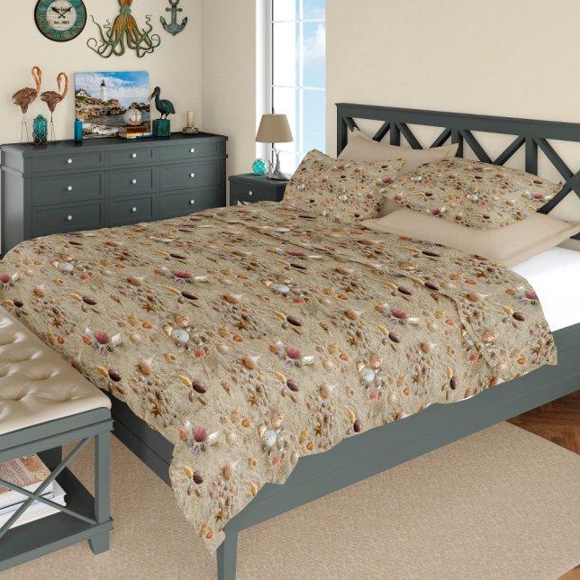 Seashells Nestled in Beach Sand Coastal Duvet Cover (Creator Uploaded)