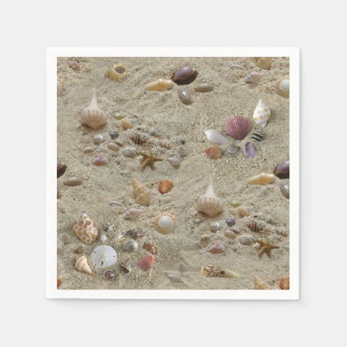 Seashells Nestled in Beach Sand Napkins