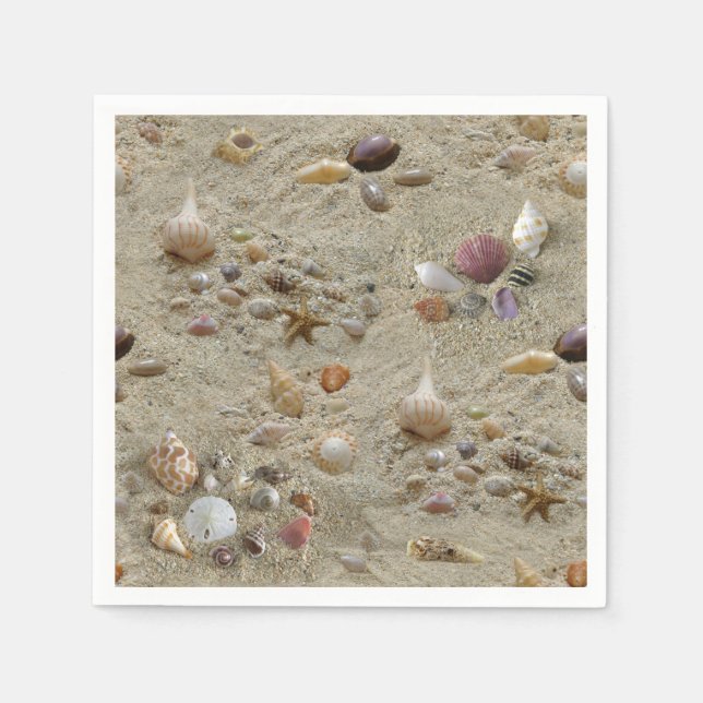 Seashells Nestled in Beach Sand Napkins (Front)