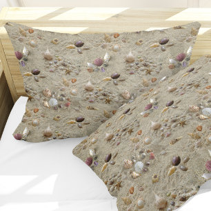Seashells Nestled in Beach Sand Pillow Case